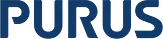 Logo til Purus i mørk blå typografi på lys bakgrunn, produsent av sluk, avløpssystemer og produkter for bad og våtrom.